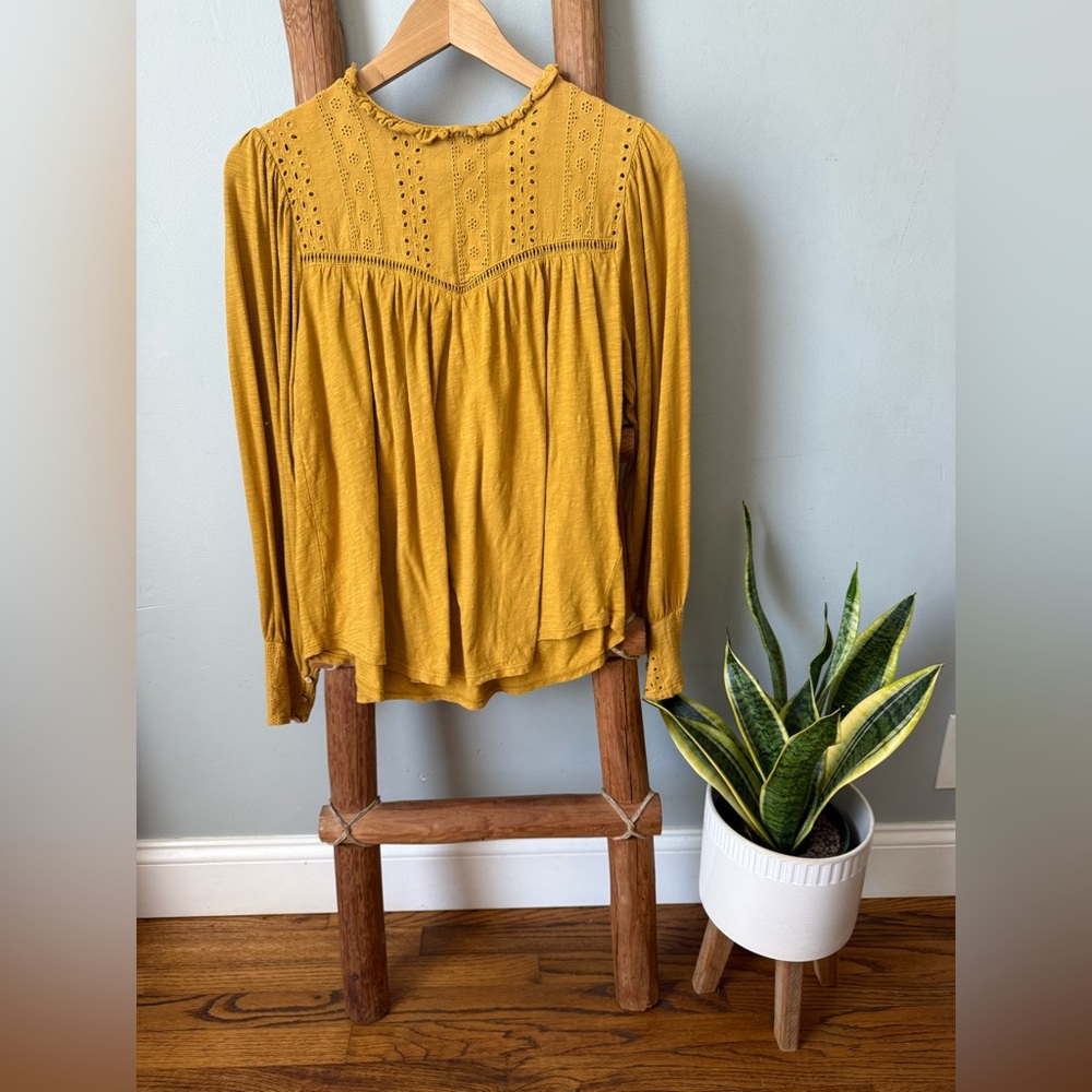 Anthropologie Mustard Yellow Blouse